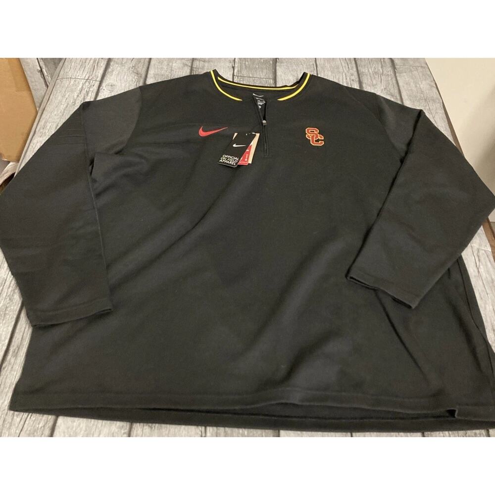 NWT Men’s Nike USC Trojans Coach Sideline 1/4 Zip Pullover 3XL Black Dri Fit